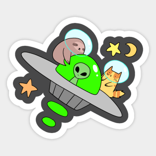 UFO Sloth and Tabby Cat Sticker